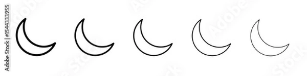 Fototapeta moon outline icon black and white vector sign