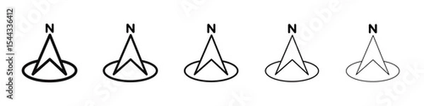 Fototapeta North icon black and white vector sign