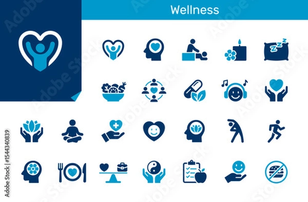 Fototapeta Wellness icon collection for message, chat and communication concept, Flat design, Pixel perfect.