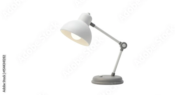 Obraz Modern white desk lamp in 3D style representing study or workspace lighting isolated on a transparent background, png, cutout.