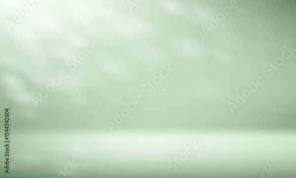 Fototapeta Display podium product light pastel green background. Empty room with shadow leaves space for selling products on the website. Vector illustration.
