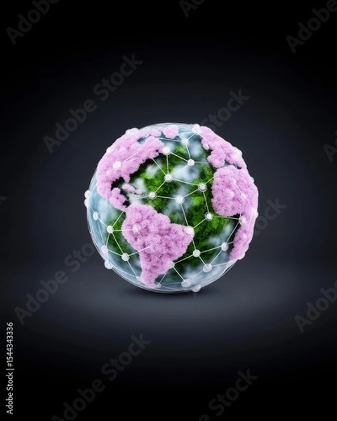 Obraz Textured Globe with Digital Connections