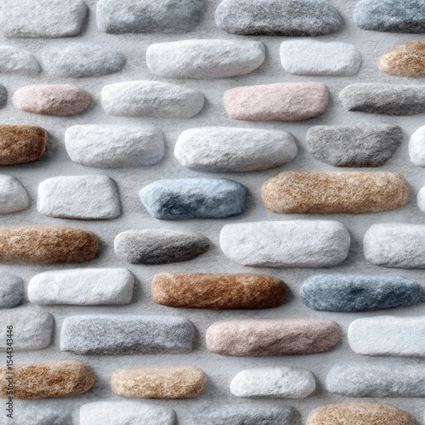 Obraz Textured Stone Wall Seamless Pattern in Muted Tones
