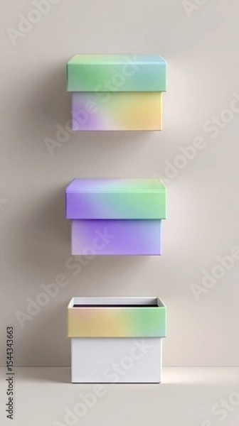 Obraz Three Pastel Gradient Square Boxes on Neutral Background
