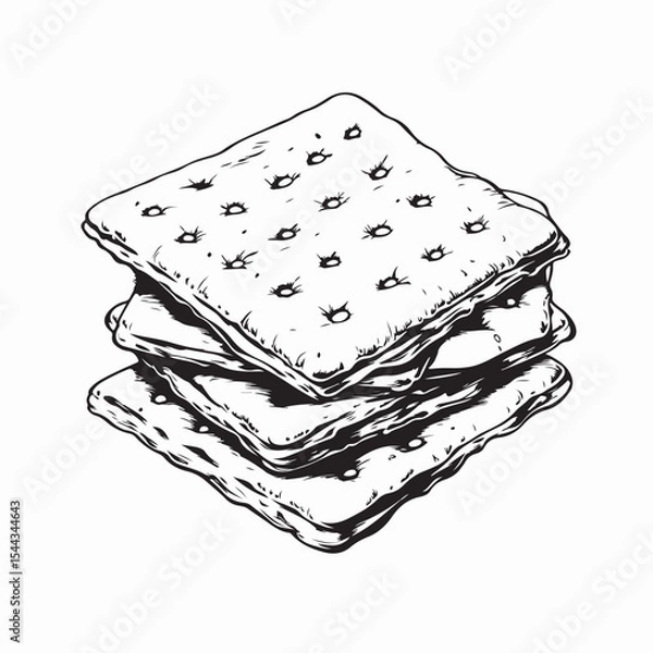 Obraz Tasty Crispy Saltine Crackers Stack Image Vector Isolated On White Background.