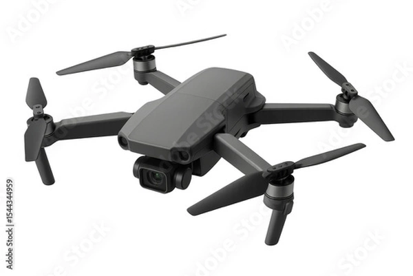 Obraz Modern grey drone hovering with transparent background