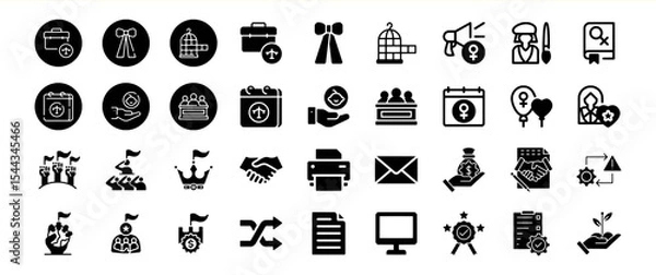 Fototapeta Bundle 211 Black Glyph Icon Collection Female Empowerment Business Concepts