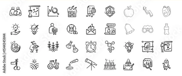 Fototapeta Collection of Hand Drawn Business Icons Strategy Growth Ideas