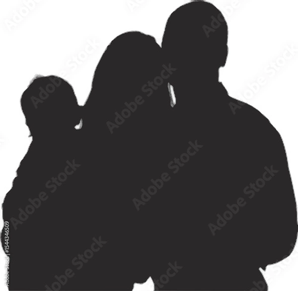 Obraz vector illustration of a silhouette of a litle family,Family with little daughter. Man and woman in love, relationship. Flat vector.Family with two little daughter. Man and woman in love, relationship