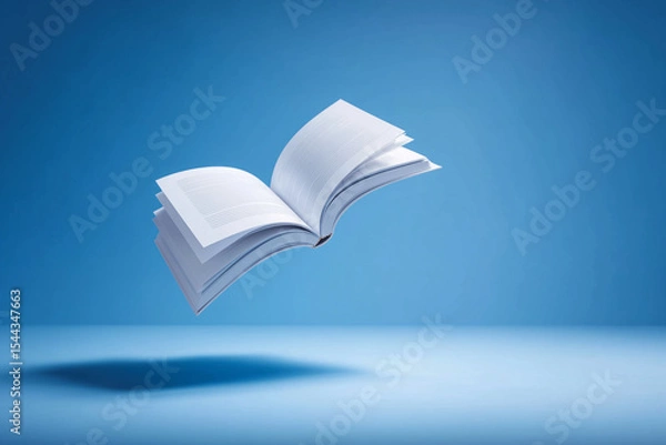 Fototapeta Levitating White Book With Blank Pages in Air