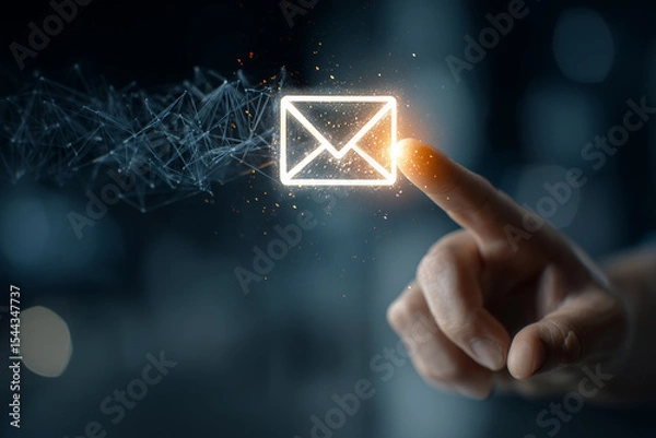 Fototapeta Modern Email Communication Interface With Finger Tap