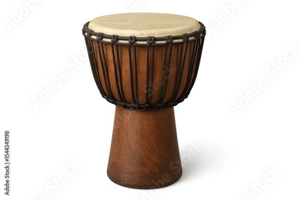 Obraz Wooden djembe drum with transparent background standing upright