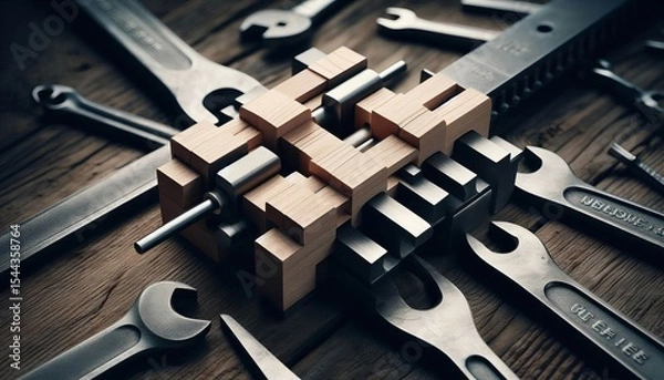 Obraz Interlocking dovetail with locking pin