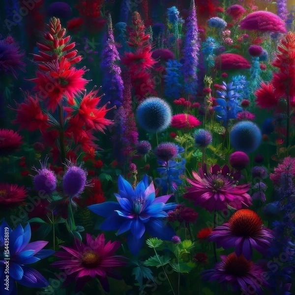 Obraz Jewel Toned Meadow A meadow where the flowers possess deep satur