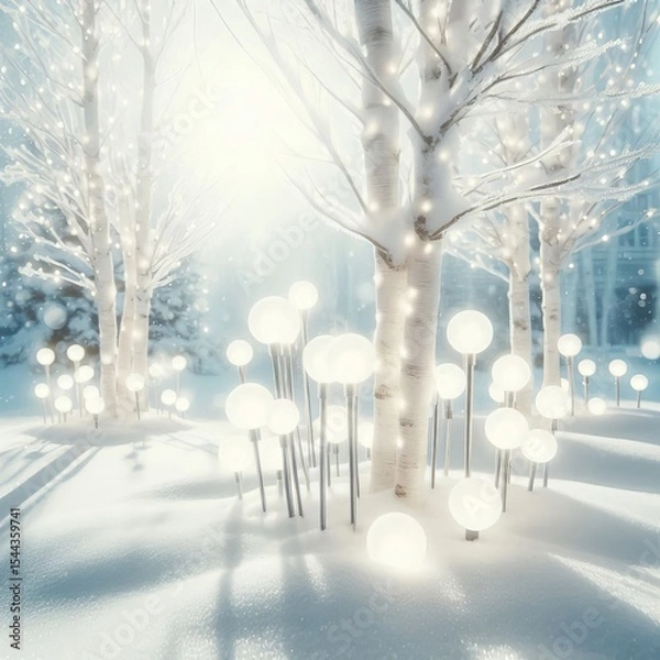 Obraz Overexposed Scene of White Lights on White Snow An intentionally
