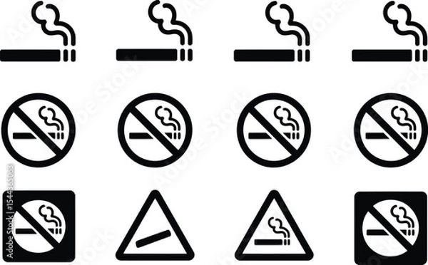 Fototapeta Vector illustrations of smoking and no smoking signs with diverse symbol designs