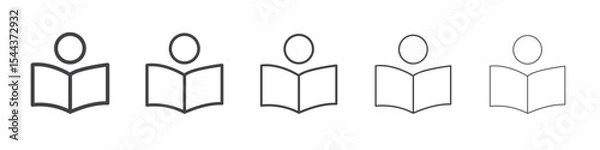 Fototapeta Book open reader icon vector outline set illustration sign