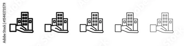 Fototapeta Building ownership icon vector outline set illustration sign