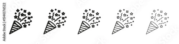 Fototapeta Confetti party popper icon vector outline set illustration sign