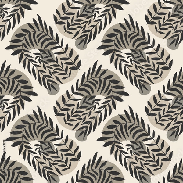 Fototapeta Trendy minimalist seamless botanical pattern with abstract creative hand drawn composition