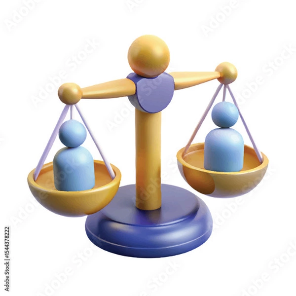 Fototapeta Colorful and abstract justice scale vector concept representing judgement and equity.