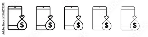 Fototapeta E-Business mobile icon vector outline set illustration sign