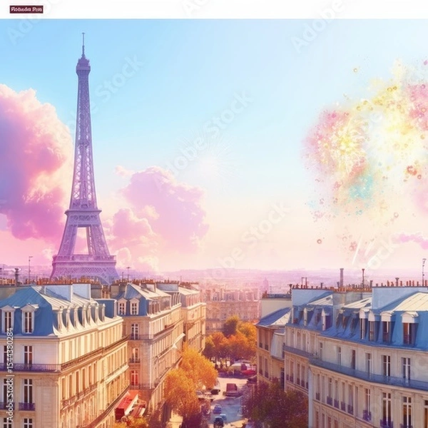 Obraz Parisian Sunset, Eiffel Tower View