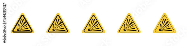 Obraz Explosive materials hazard sign vector outline set illustration sign