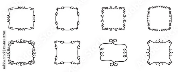 Fototapeta Doodle frames collection Set of whimsical hand drawn frames with wavy squiggle curly ribbons in trending vintage styles. Hand drawn vector elements. Great for invitations, greeting Vector illustration