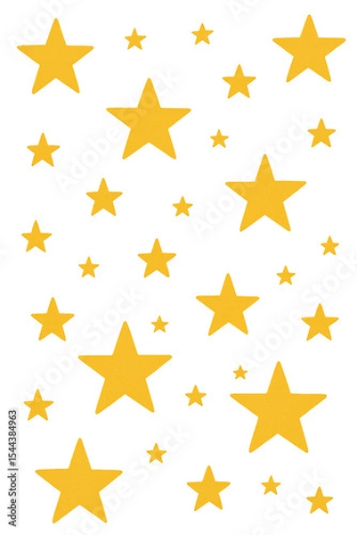 Fototapeta Golden Starry Cascade: A vibrant constellation of golden stars gracefully dance against a backdrop of purity, illuminating a celestial ballet of celestial bodies.