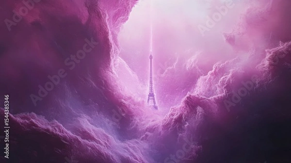 Obraz Eiffel Tower in Pink Cloudscape