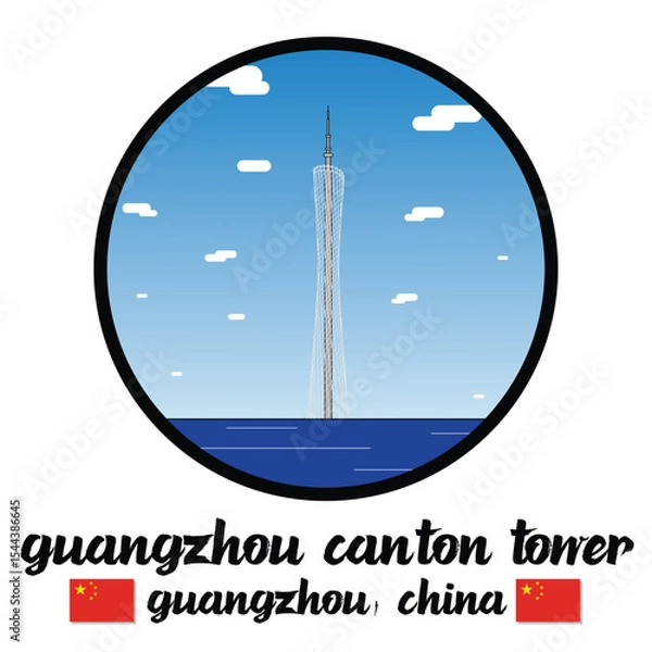 Obraz Circle Icon Guangzhou Canton Tower. Vector illustration