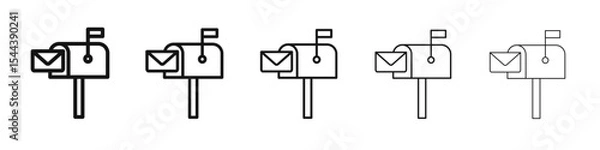 Obraz Mailbox icon vector outline set illustration sign