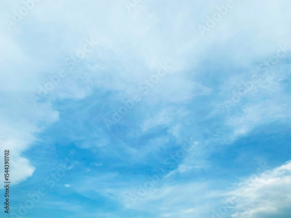 Fototapeta Beautiful clouds during spring time in a Sunny day. Blue sky and white fluffy clouds.