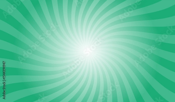 Fototapeta Abstract crayola green background with rays retro starburst. Spiral radial striped backdrop design. Sunbeam swirl light retro design. Vintage sunrays swirl sun beam pattern.