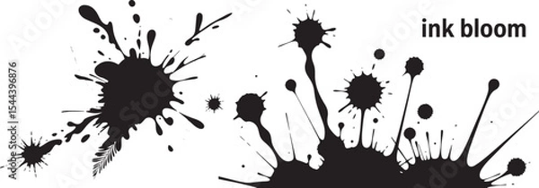 Fototapeta Ink & Paint Splatter Vector Set – Black Artistic Splashes on White Background

