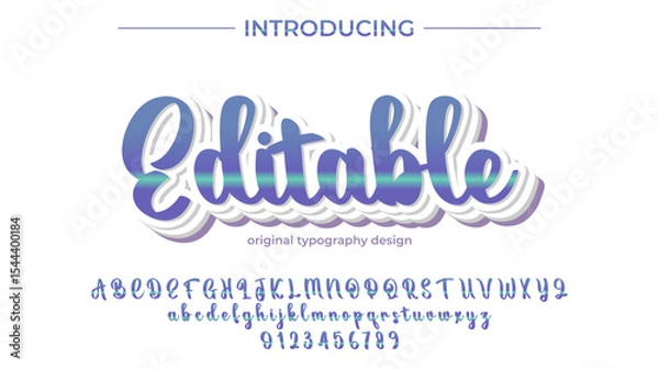 Fototapeta Editable Font – Stylish Script Typeface with Bold Modern Brush Lettering