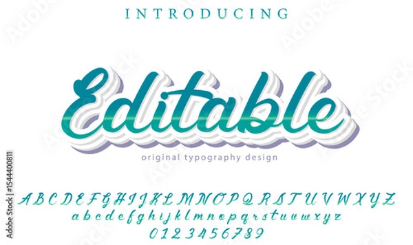 Fototapeta Editable Font – Stylish Script Typeface with Bold Modern Brush Lettering