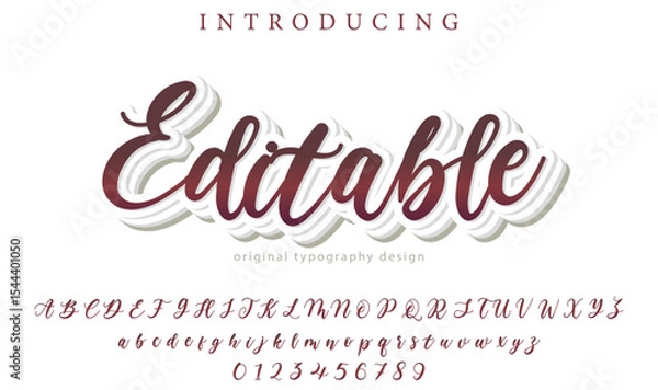 Fototapeta Editable Font – Stylish Script Typeface with Bold Modern Brush Lettering