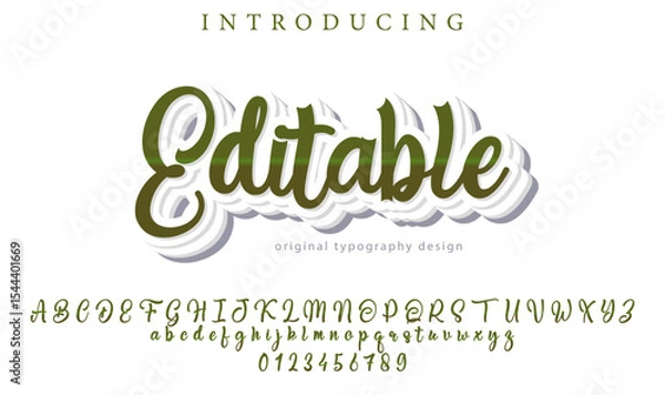 Fototapeta Editable Font – Stylish Script Typeface with Bold Modern Brush Lettering