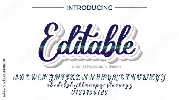 Fototapeta Editable Font – Stylish Script Typeface with Bold Modern Brush Lettering