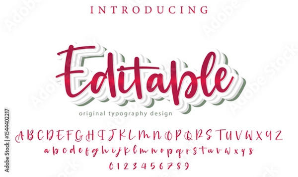 Fototapeta Editable Font – Stylish Script Typeface with Bold Modern Brush Lettering