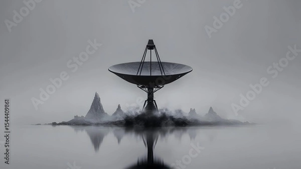 Obraz Satellite Dish, Receiving, Desert, Fog, Reflection, Science, Communication, Technology, Research, Futuristic