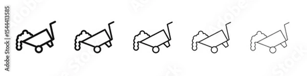 Fototapeta wheelbarrow unloading icon vector outline set illustration sign