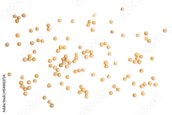 Fototapeta The High-resolution photo of soybeans, isolate on white background
