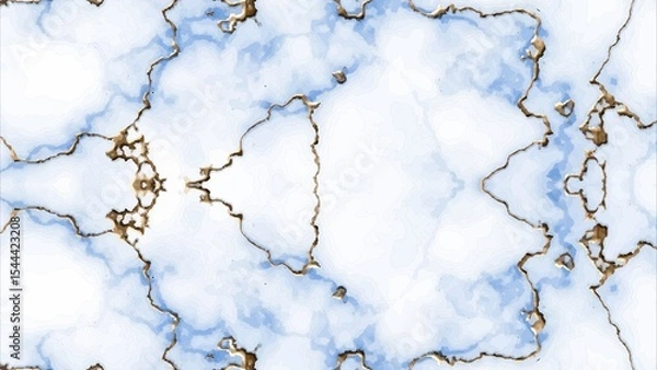 Obraz Abstract marble pattern with gold veins and light blue shading creating a symmetrical design