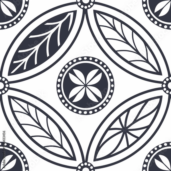 Fototapeta Abstract geometric doodles, monochrome, line-art style, seamless pattern design, suitable for backgrounds and packaging
