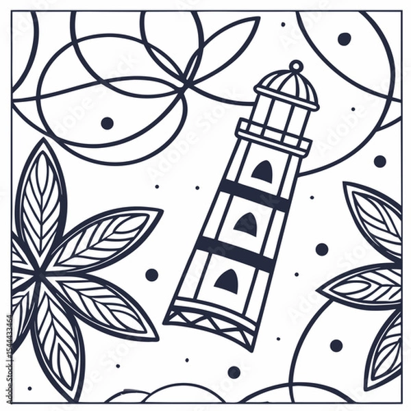 Fototapeta Abstract geometric doodles, monochrome, line-art style, seamless pattern design, suitable for backgrounds and packaging