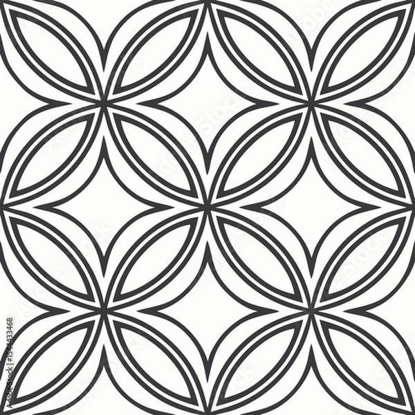 Fototapeta Abstract geometric doodles, monochrome, line-art style, seamless pattern design, suitable for backgrounds and packaging