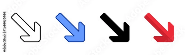 Fototapeta Diagonal Arrow icon sheet multiple style collection